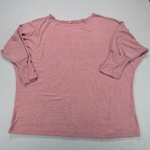 Womens Mauve Heathered Dolman Sleeve Long Sleeve Crewneck Soft Casual Top